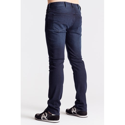 Granatowe jeansy męskie slim fit z czarną aplikacją czarny Armani Jeans 42/32 Velpa.pl