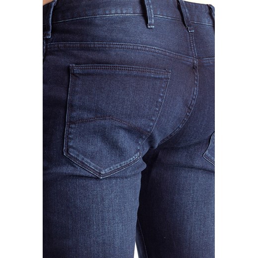 Granatowe jeansy męskie slim fit z czarną aplikacją granatowy Armani Jeans 36/32 Velpa.pl