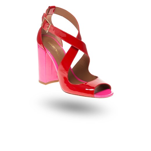 Czerwone lakierowane sandały na różowym słupku Emporio Armani czerwony 36.5 Velpa.pl