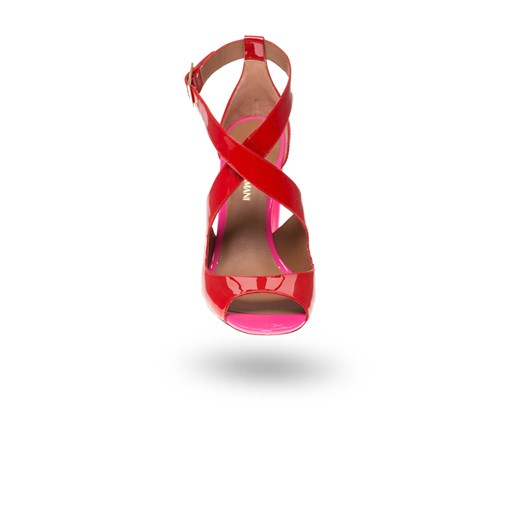 Czerwone lakierowane sandały na różowym słupku Emporio Armani czerwony 40 Velpa.pl
