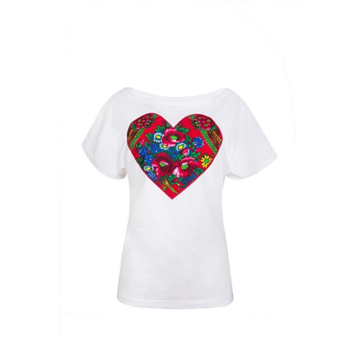 Damska koszulka z sercem - ecru