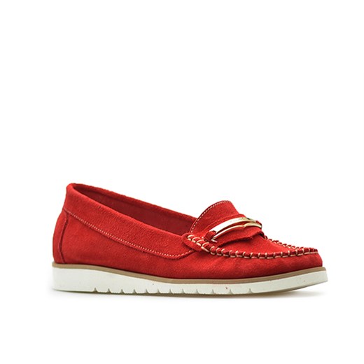 Mokasyny Lemar 10051 Czerwone zamsz ze sklepu Arturo-obuwie w kategorii Mokasyny damskie - zdjęcie 47488744