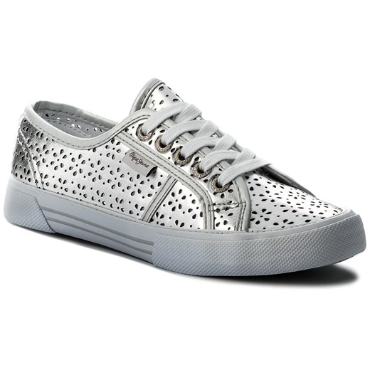 Tenisówki PEPE JEANS - Aberlady Daisy PLS30643  Silver 934 Pepe Jeans  37 eobuwie.pl