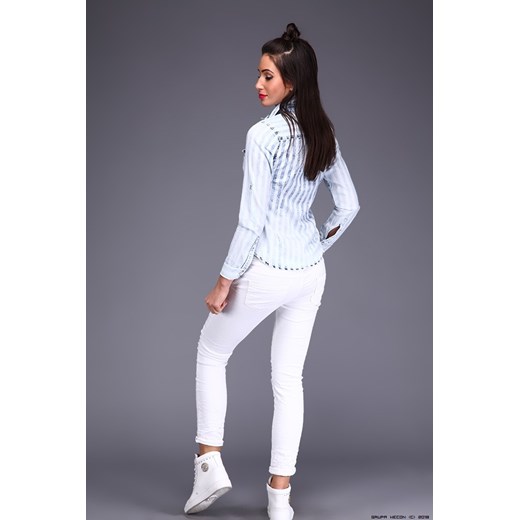 koszula damska d-she ** jeansowa koszula w paski + biżuteria D-she fioletowy L LUXURYONLINE