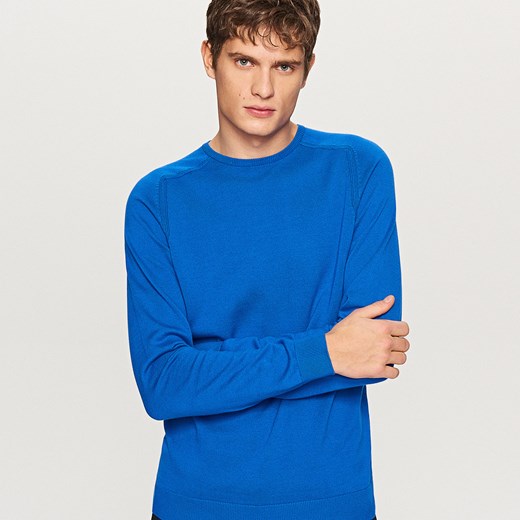 Reserved - Gładki sweter - Niebieski niebieski Reserved L 