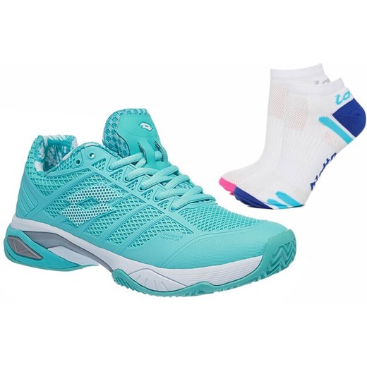 Damskie buty tenisowe Lotto Viper Ultra IV Clay W - green thai/white + 2-pack skarpet Lotto Lotto 40 Strefa Tenisa