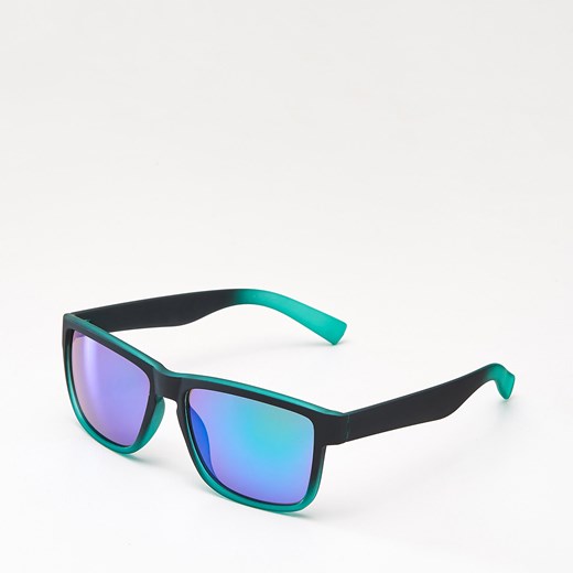 Cropp - Okulary przeciwsłoneczne - Zielony bialy Cropp One Size 