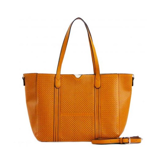 Wyjątkowa torba damska z pojemną kosmetyczką Ażur Bestini pomaranczowy XL promocja Torbulencja 