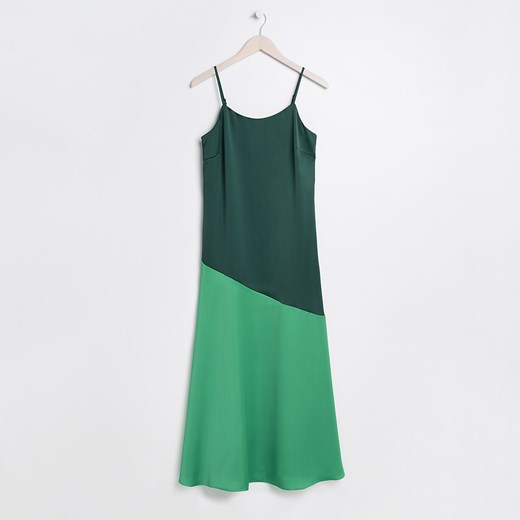 Reserved - Satynowa sukienka maxi - Zielony  Reserved 34 