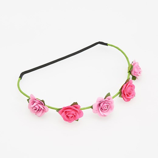 Reserved - Opaska na włosy z kwiatkami - Różowy  Reserved One Size 