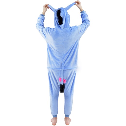 Piżama kigurumi jednoczęściowe przebranie kostium z kapturem – osiołek kłapouchy niebieski  M world-style.pl