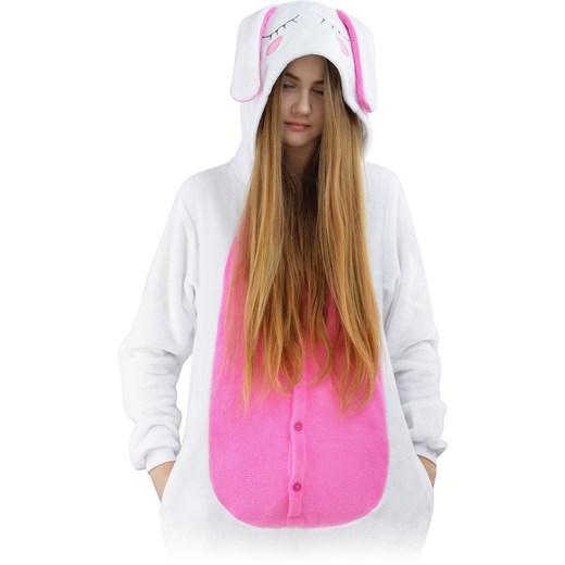 Piżama kigurumi jednoczęściowe przebranie kostium z kapturem – królik rozowy  S world-style.pl