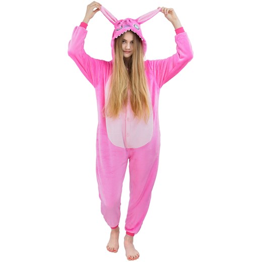 Piżama kigurumi jednoczęściowe przebranie kostium z kapturem – różowy stich  rozowy M world-style.pl