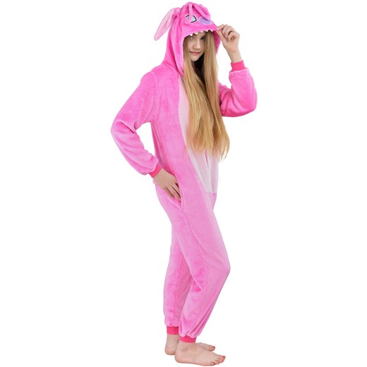 Piżama kigurumi jednoczęściowe przebranie kostium z kapturem – różowy stich rozowy  L world-style.pl