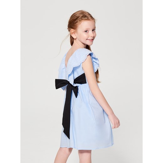 Mohito - Sukienka z falbaną dla dziewczynki little princess - Niebieski niebieski Mohito 140 