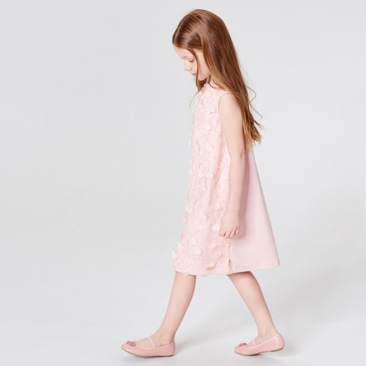Mohito - Dziewczęca sukienka z kwiatową aplikacją little princess - Różowy Mohito bezowy 104 