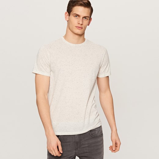 Reserved - Melanżowy t-shirt - Kremowy Reserved bezowy XL 