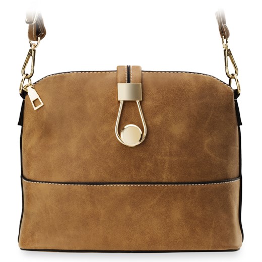 Zgrabny nieduży kuferek torebka dla kobiet eleganckie zapięcie - brązowy