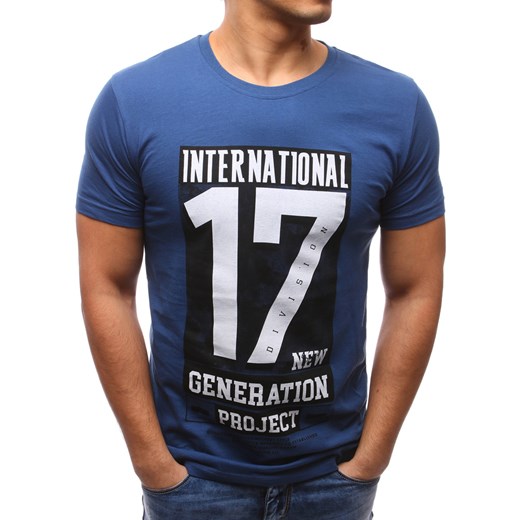 T-shirt męski z nadrukiem niebieski (rx2605) Dstreet  XXL wyprzedaż  