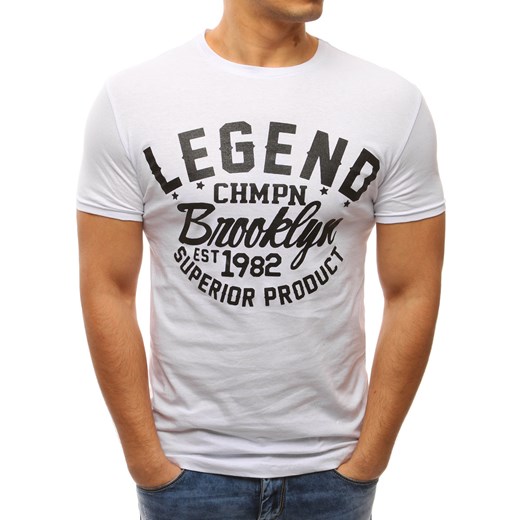T-shirt męski z nadrukiem biały (rx2615)  Dstreet XXL promocja  