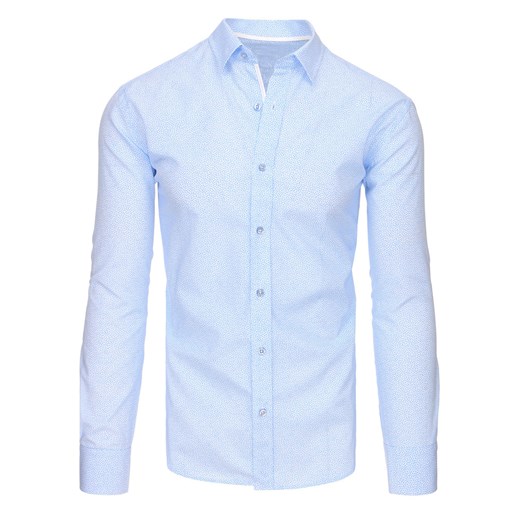Biała koszula męska we wzory z długim rękawem (dx1441)  Dstreet XL 