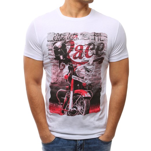T-shirt męski z nadrukiem biały (rx2639)  Dstreet XL promocyjna cena  