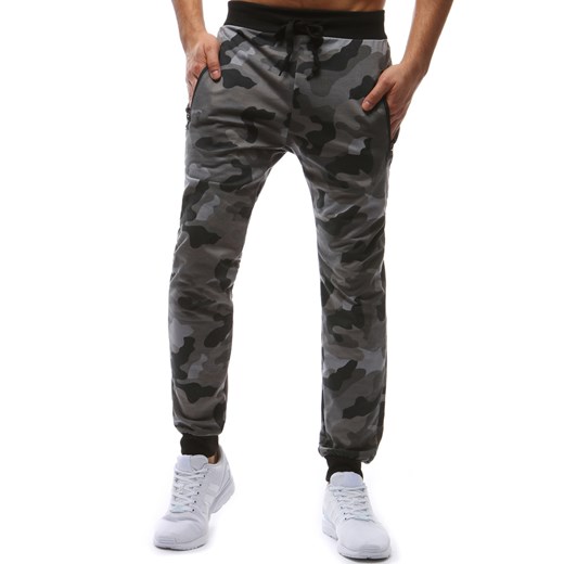 Spodnie męskie dresowe camo szare (ux1201) Dstreet szary XL promocyjna cena  