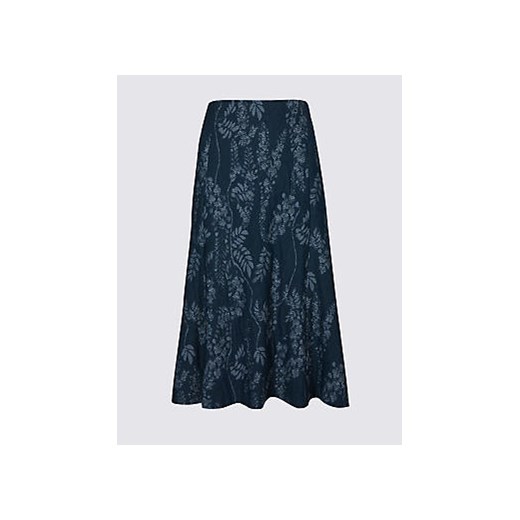Jacquard Print A-Line Midi Skirt 