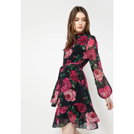 Czarno-Fuksjowa Sukienka Spring Mood Renee fioletowy uniwersalny Renee odzież