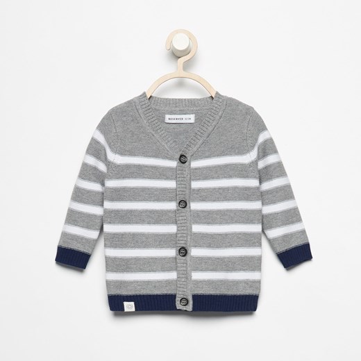 Reserved - Bawełniany sweter w paski - Jasny szar Reserved szary 68 