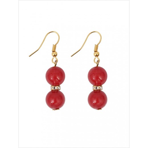 Klasyczne kolczyki z perłami Swarovski Potis & Verso Potis & Verso czerwony  wyprzedaż Eye For Fashion 