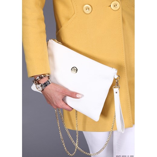 torebka damska roberta biagi ** 100% biała skóra na złotym łańcuszku + logo kopert Roberta Biagi bialy U LUXURYONLINE