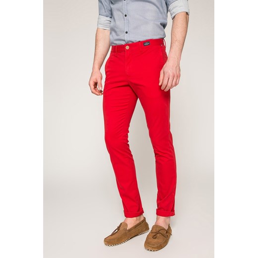 Spodnie męskie Tommy Hilfiger czerwone z elastanu 
