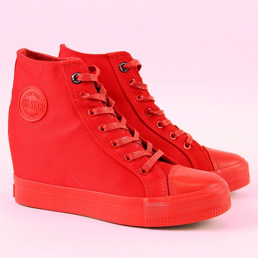 Sneakersy damskie trampki na koturnie czerwone Big Star AA274A088 Big Star 36 okazja ButyRaj.pl