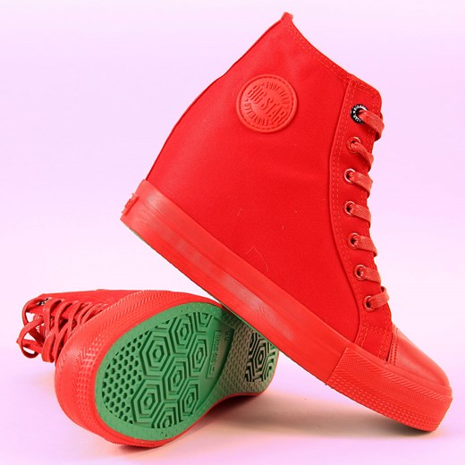 Sneakersy damskie trampki na koturnie czerwone Big Star AA274A088 Big Star 39 wyprzedaż ButyRaj.pl