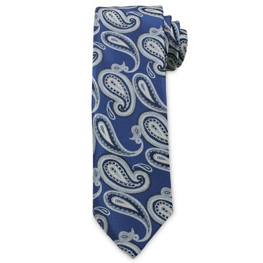 Męski Krawat Chattier - Odcienie Niebieskiego, Wzór Paisley KRCH1030 ze sklepu JegoSzafa.pl w kategorii Krawaty - zdjęcie 48472563