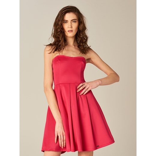 Mohito - Rozkloszowana sukienka bez ramiączek - Różowy czerwony Mohito M 