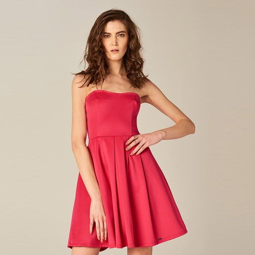 Mohito - Rozkloszowana sukienka bez ramiączek - Różowy czerwony Mohito S 