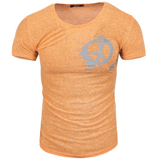 Koszulka męska t-shirt w kropki pomarańcz Recea Recea zolty  Recea.pl