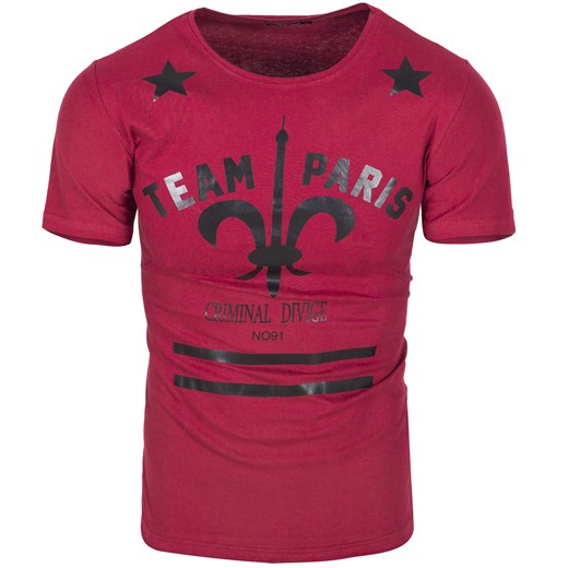 Koszulka męska t-shirt z nadrukiem czerwony Recea czerwony Recea  Recea.pl