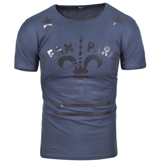 Koszulka męska t-shirt z nadrukiem niebieski Recea