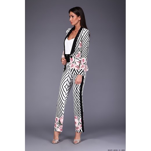 komplet damski roberta biagi ** ekskluzywny garnitur bianco/nero w róże Roberta Biagi L LUXURYONLINE