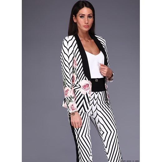 komplet damski roberta biagi ** ekskluzywny garnitur bianco/nero w róże Roberta Biagi L LUXURYONLINE