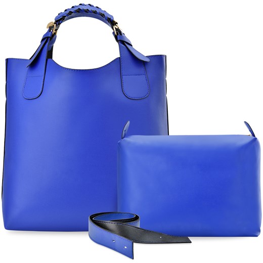 duża modna torebka zarka 2w1 - niebieska