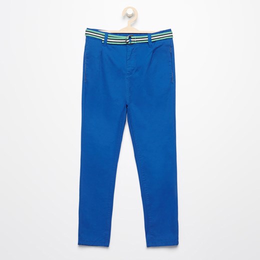 Reserved - Spodnie z paskiem - Niebieski Reserved niebieski 146 
