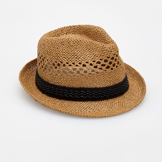 Reserved - Pleciony kapelusz - Żółty brazowy Reserved L 