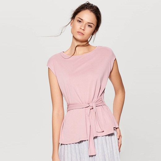 Mohito - Bluzka z wiązaniem w talii - Różowy  Mohito XS