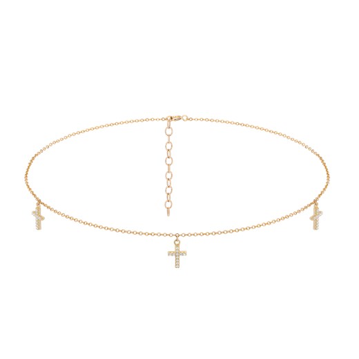 Naszyjnik 3 crosses Gold Selfie Store bialy  selfiestore.pl