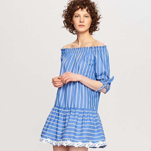 Reserved - Sukienka z odkrytymi ramionami - Wielobarwn niebieski Reserved 36 