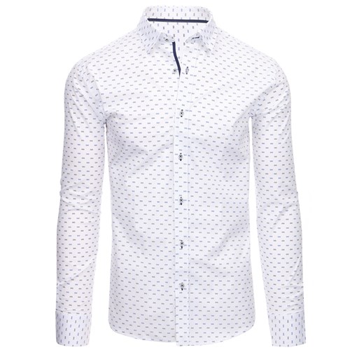 Biała koszula męska we wzory z długim rękawem (dx1482)  Dstreet 3XL 